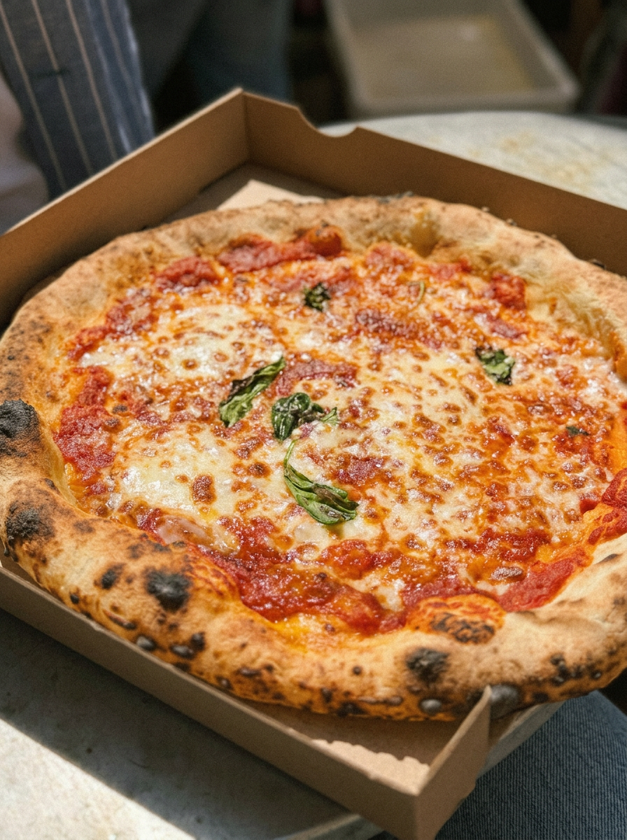 Verse margherita pizza in de pizzadoos