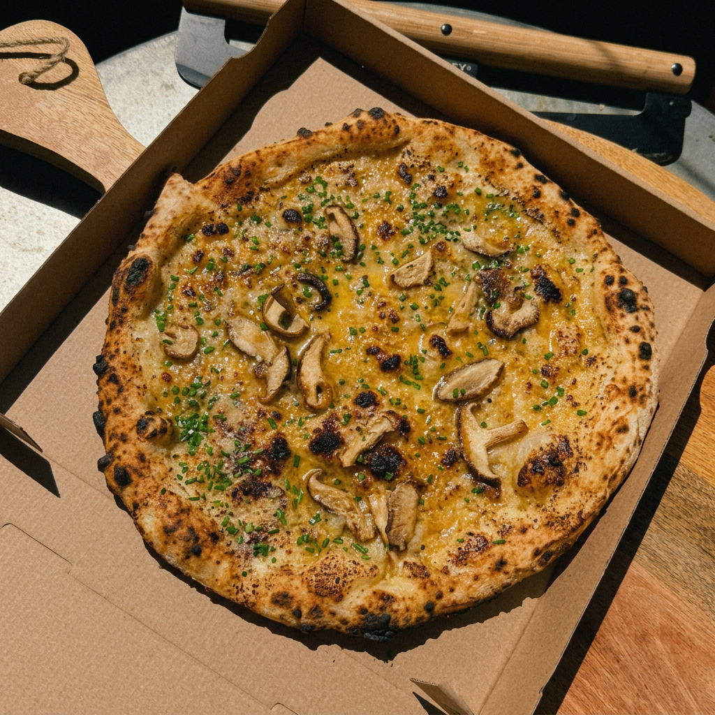 Houtgestookte champignonpizza